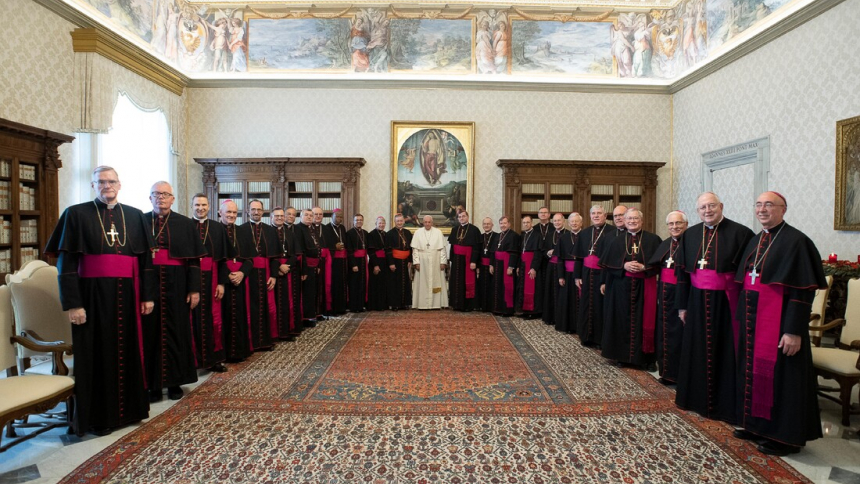 Ad Limina in Rome with Pope Francis standing image