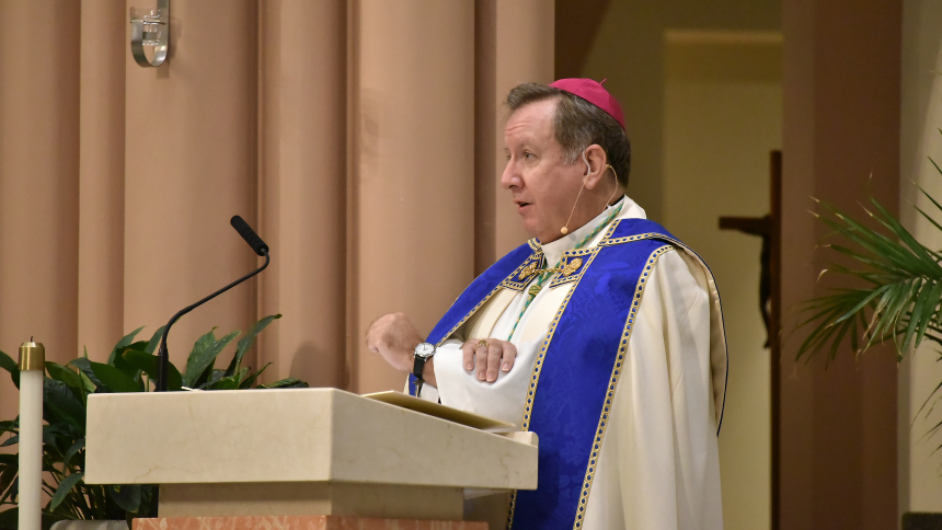 Bishop McClory at prayer service Sept. 9, 2020