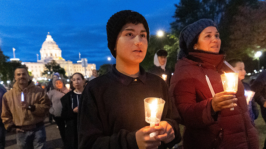 Rally participants gather near U.S. Capitol to pray rosary for the nation