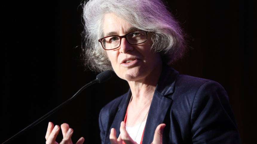 Xavière Missionary Sister Nathalie Becquart, undersecretary of the Synod of Bishops, speaks July 5, 2022, during the Catholic Media Conference in Portland, Ore. 