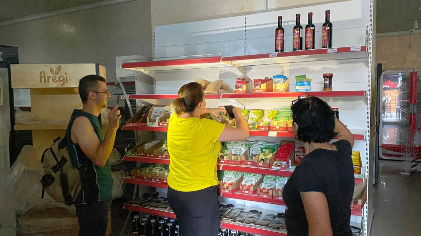 Shoppers at a supermarket in Stepanakert, Nagorno-Karabakh, find shelves lacking items in this undated photo amid a regional food shortage. The shortage is the result of a blockade in the Lachin corridor linking Armenia and Nagorno-Karabakh, an Armenian-populated enclave surrounded by Azerbaijan. (OSV News photo/courtesy Siranush Sargsyan, via ONE magazine)