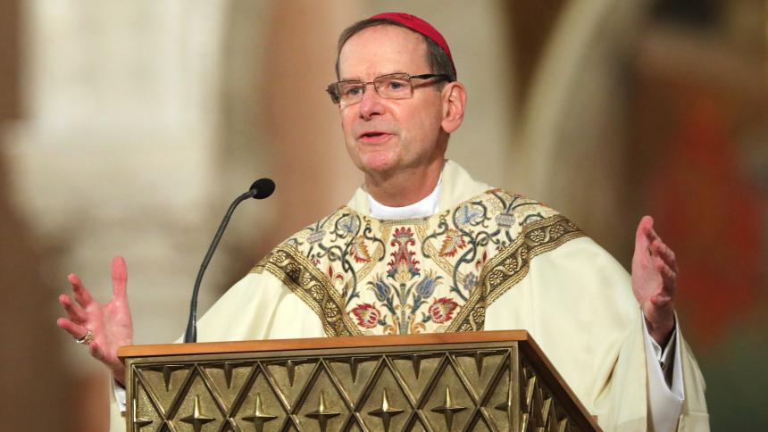 Bishop Michael F. Burbidge of Arlington, Va., chairman of the U.S. Catholic bishops' Committee on Pro-Life Activities, delivers the homily during the opening Mass of the National Prayer Vigil for Life Jan. 19, 2023, at the Basilica of the National Shrine of the Immaculate Conception in Washington. (OSV News photo/Bob Roller)