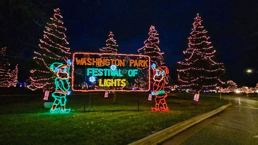 Michigan City's Washington Park all lit up with Christmas decorations through Jan. 6, 2024 between the hours of 3-8 p.m. (Bob Wellinski photo)