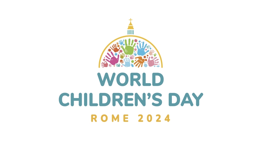 The handprints of children decorate a stylized version of the dome of St. Peter's Basilica in the logo chosen for the first World Children's Day, which will be celebrated May 25-26 in Rome and at the Vatican. (CNS photo/courtesy World Children's Day)