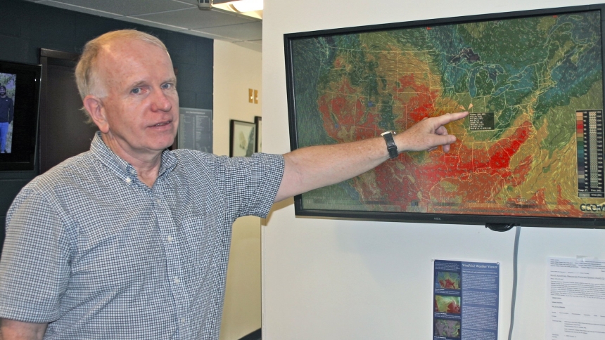 John Kelley, a meteorologist in New Hampshire, is pictured in a June 10, 2024, photo. Since beginning their journeys in mid-May, pilgrims on the National Eucharistic Pilgrimage routes have braved excessive heat, thunderstorms and wind -- all of it closely monitored by Kelley. (OSV News photo/courtesy John Kelley)