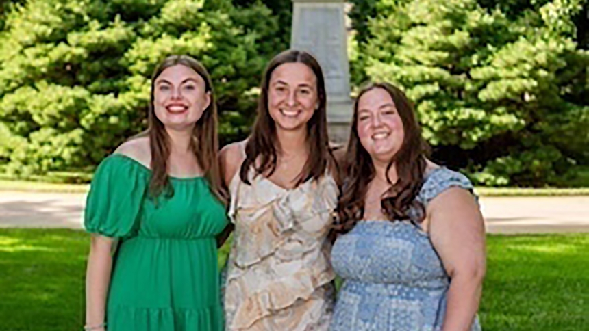 The Diocese of Gary has welcomed three educators this fall from the two-year ECHO program through the University of Notre Dame's McGrath Institute for Church Life, (from left) Jacqueline Milkowski at Marquette High School, Gianna Niece at Andrean High School and Dena Neville at Bishop Noll Institute. (Provided photo)