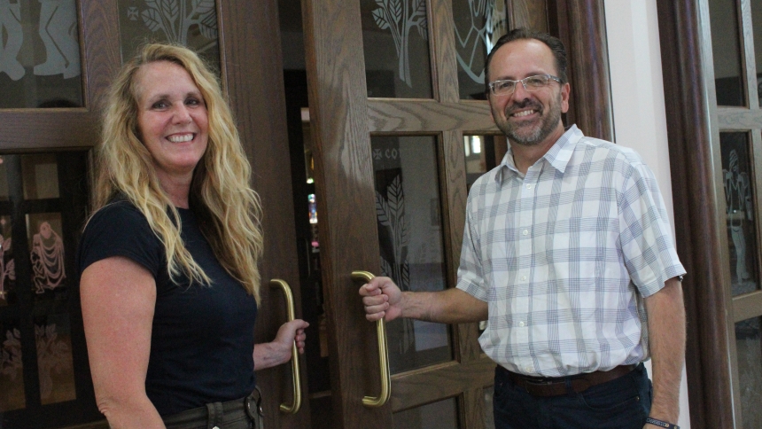 Allison and Jim Maciejewski, active parishioners at St. John the Evangelist in St. John, head into the nave for Eucharistic Adoration. The couple have established a new Eucharistic Adoration Endowment fund through the Catholic Foundation for Northwest Indiana to encourage faith in the Body and Blood of Jesus Christ. (Marlene A. Zloza photo)