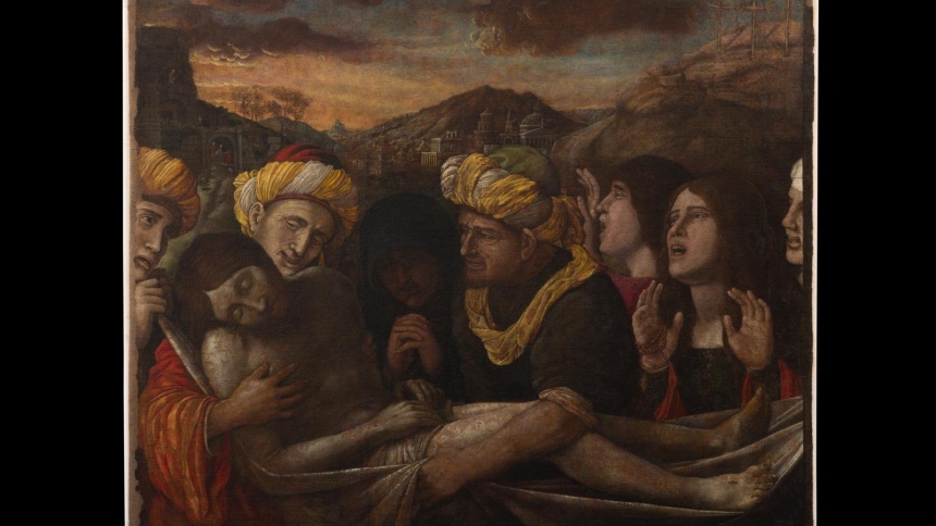 An image of "The Deposition of Christ," recently attributed to Renaissance painter Andrea Mantegna, is seen in this photo released by the Vatican March 17, 2025. The previously lost painting will be on display in the Vatican Museums. (CNS photo/courtesy Governorate of Vatican City State)