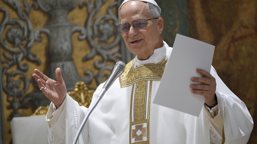 Pope Leo XIV gives his homily while celebrating his first Mass as pope with the cardinals who elected him in the Sistine Chapel at the Vatican May 9, 2025. (CNS photo/Vatican Media)