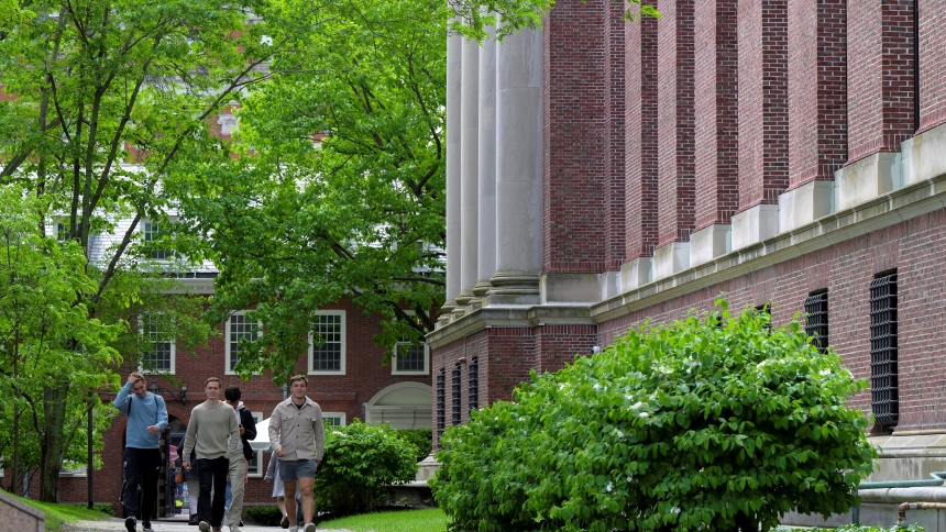 Caption: Students walk on the campus of Harvard University in Cambridge, Mass., May 23, 2025. The Trump administration revoked Harvard's ability to accept foreign students May 22, a move currently being battled in the courts. The Department of Homeland Security on May 29 gave the school 30 days to prove it satisfies visa program requirements. (OSV News photo/Faith Ninivaggi, Reuters)