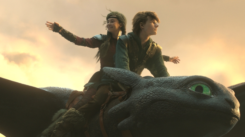 Nico Parker, and Mason Thames star in a scene from the movie "How to Train Your Dragon." The OSV News classification is A-II -- adults and adolescents. The Motion Picture Association of America rating is PG -- parental guidance suggested. (OSV News photo/Universal Pictures)
