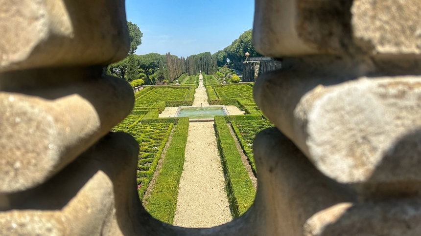 One of the gardens of the papal villa at Castel Gandolfo, south of Rome, is seen May 29, 2025, the day Pope Leo XIV made a visit to the villa and the "Borgo Laudato Si'" project, which Pope Francis set up to promote ecology education. (CNS photo/Pablo Esparza)