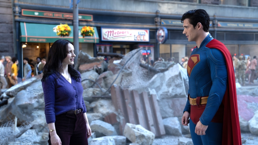 David Corenswet, Rachel Brosnahan star in a scene from the movie "Superman." The OSV News classification is A-III -- adults. The Motion Picture Association rating is PG-13 - parents strongly cautioned. Some material may be inappropriate for children under 13. (OSV News photo/Jessica Miglio, Warner Bros.)