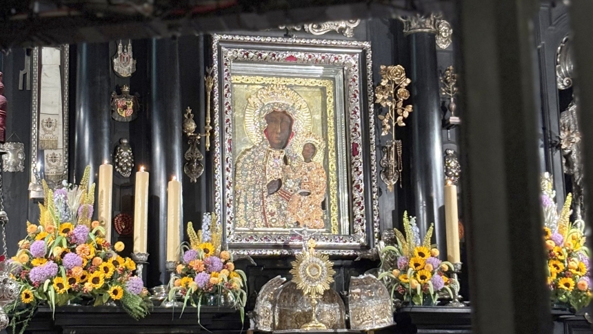 An image of Our Lady of Czestochowa, known as the Black Madonna, is seen on and Aug. 16, 2025 photograph. Hundreds of thousands of pilgrims walk every year in August from all corners of Poland to the Marian shrine known as Jasna Góra, in Czestochowa, Poland (OSV News photo/Paulina Guzik)