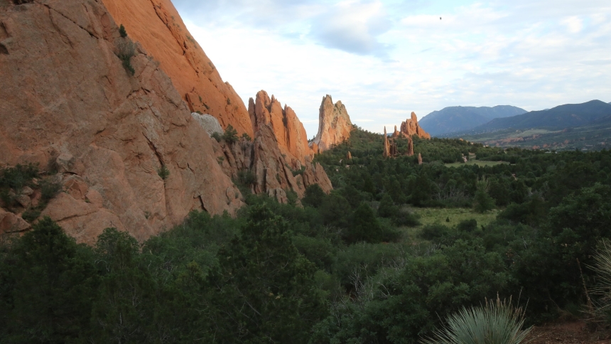 Late evening sun illuminates rock formations at the Garden of the Gods in Colorado Springs, Colo., July 23, 2020. (OSV News photo/Bob Roller)