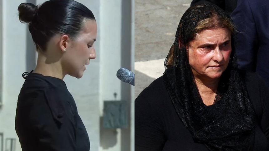 Valeria Vargas Valverde, left, reading the universal prayer, and Antonia Salzano, St. Carlo Acutis' mother, are seen Sept. 7, 2025, at the canonization Mass of St. Carlo and St. Pier Giorgio Frassati in a combination photo. Valverde was healed from severe head trauma through the intercession of now-St. Carlo, after her mother prayed at the tomb of the young teen. Her recovery, which her doctors called medically inexplicable, was the second miracle needed for Acutis’ canonization. (OSV News photo/Vatican New