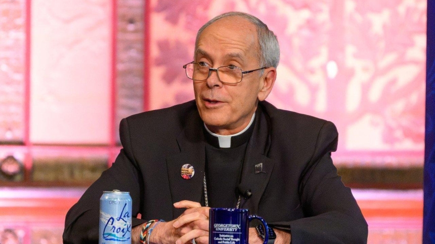 Bishop Mark J. Seitz of El Paso, Texas, speaks during a roundtable titled "Deportations and Assaults on Human Dignity: on Catholic Principles, Human Costs, and Pastoral Challenges" at Georgetown University in Washington Sept. 11, 2025. (OSV News photo/Rafael Suanes, courtesy Georgetown University)