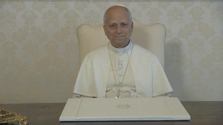Pope Leo XIV is seen in a screen grab from his video appeal Oct. 13, 2025, asking Catholic parishes around the world to observe World Mission Sunday Oct. 19 and to support the missions with their prayers and financial contributions. (CNS photo/screen grab, Vatican Media)
