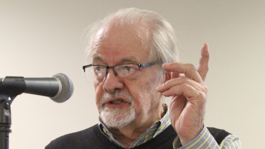 “People came up the Missouri River Valley as a conduit from Missouri and Kentucky … and through Indiana in a separate move headed to Detroit,” Dr. Larry McClellan, the lead project historian of the Midwest Underground Railroad Network, told Boomers and Beyond members and their guests at St. John the Evangelist in St. John on Nov. 19. He made a plea for local residents interested in history to assist the project research. (Marlene A. Zloza photo)   