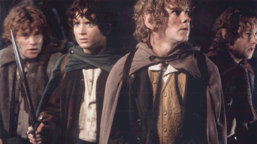 Sean Astin, Elijah Wood, Dominic Monaghan and Billy Boyd star in a scene from J.R.R. Tolkien's epic adventure "The Lord of the Rings." (OSV News photo courtesy New Line Cinema)