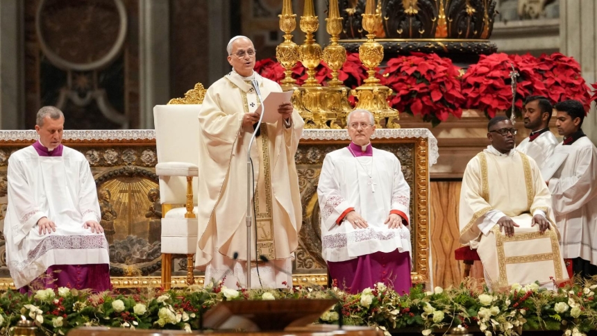 Pope Leo XIV gives his homily during Mass for the feast of the Epiphany in St. Peter’s Basilica at the Vatican Jan. 6, 2026, after closing the Holy Door to mark the official end of the Holy Year. (CNS photo/Lola Gomez)