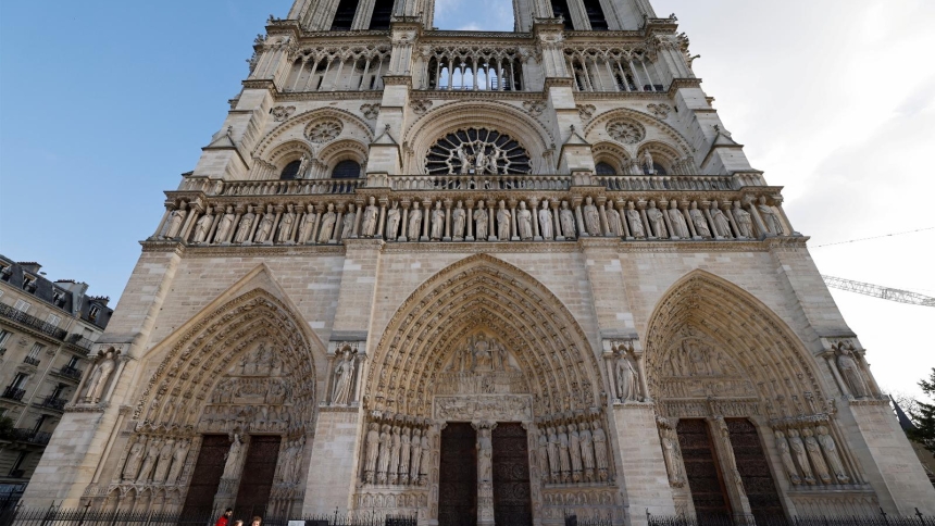 The facade of the Notre Dame Cathedral in Paris is seen Dec. 7, 2024. (OSV News photo/Ludovic Marin/Reuters)