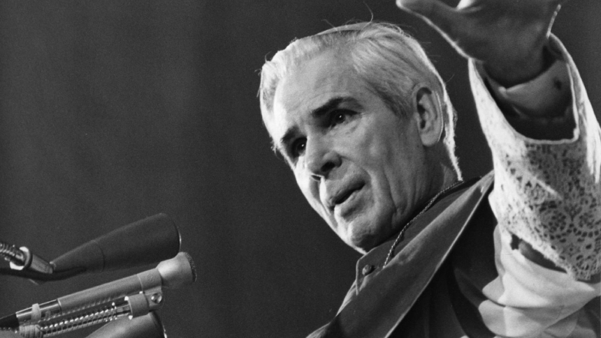Archbishop Fulton J. Sheen, pictured in an undated photo, is remembered as one of the most influential and innovative evangelists in American history. Once dubbed "God's microphone," Sheen announced God's truth in a nonconfrontational, yet no less life-giving, manner to untold millions through radio, print and television. (OSV News file photo)