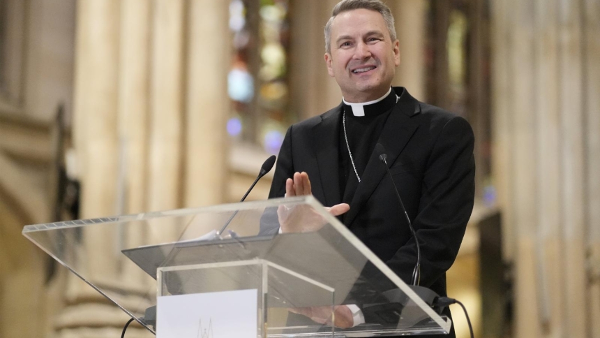 Archbishop Ronald A. Hicks speaks during a news conference at St. Patrick’s Cathedral in New York City Feb. 5, 2026, a day before he was to be formally installed as the archbishop of the Archdiocese of New York. (OSV News photo/Gregory A. Shemitz)