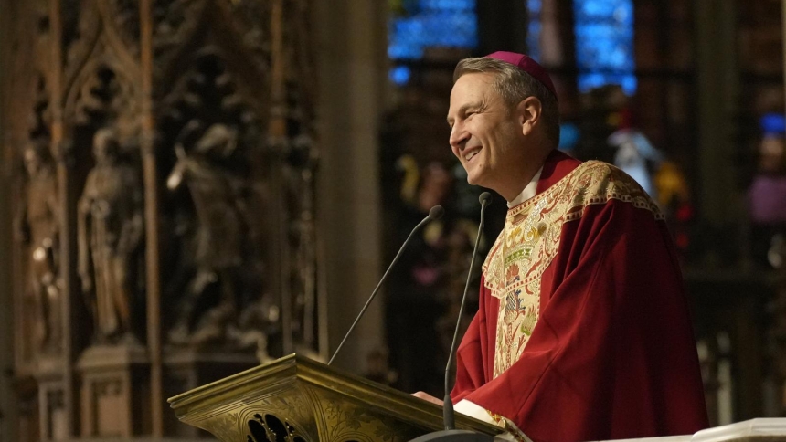 Archbishop Ronald A. Hicks smiles as he delivers the homily during his installation Mass as the new archbishop of New York at St. Patrick's Cathedral in New York City Feb. 6, 2026. (OSV News photo/Gregory A. Shemitz)
