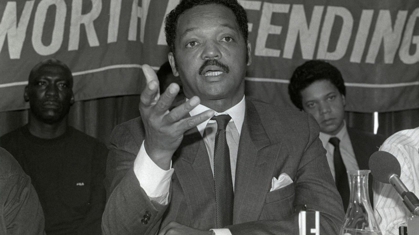 The Rev. Jesse Jackson speaking at a news conference in London Aug. 14, 1986. Rev. Jackson, a towering civil rights icon who battled alongside the Rev. Dr. Martin Luther King Jr., negotiated global hostage releases, and shamed corporations for their lack of corporate diversity and failure to support voting rights, died at age 84 Feb. 17, 2026. (OSV News photo/Peter Skingley, Reuters)