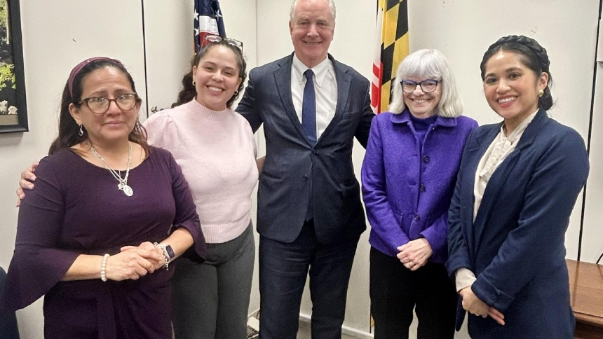 Some members of a delegation from the Archdiocese of Baltimore meet with U.S. Sen. Chris Van Hollen, D-Md., in Washington March 5, 2026, to advocate on behalf of immigrants. (OSV News photo/Yvonne Wenger)