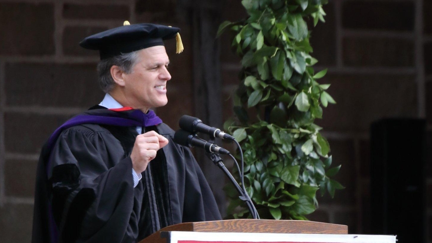 Timothy Shriver, chairman of the Special Olympics, delivers the commencement address at Jesuit-run Fairfield University in Connecticut May 18, 2025. Shriver is the recipient of the 2026 Laetare medal, a prestigious honor given by the University of Notre Dame to American Catholics. (OSV News photo/Fairfield University)