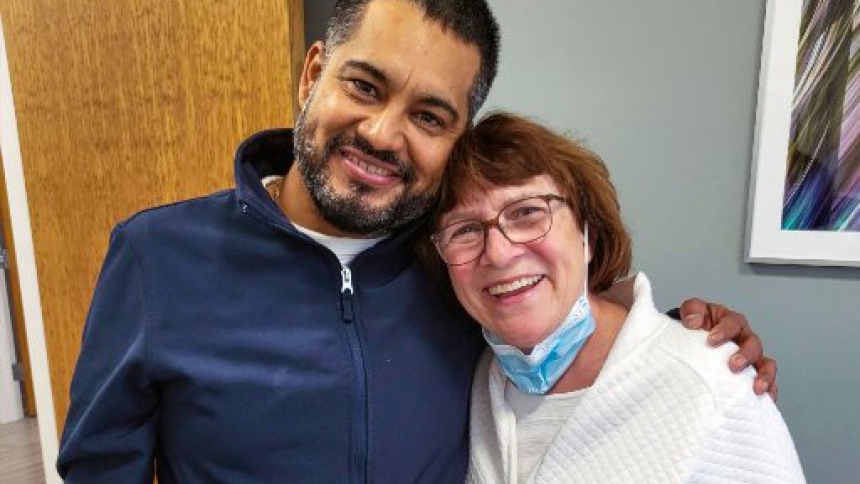 Luis Barrera and Nancy Zevgolis, his kidney donor, pose for a photo at Inova in Fairfax, Va., in April 2025 prior to their surgeries. More than 94,000 Americans are waiting for a kidney transplant, according to national data. (OSV News photo/courtesy via Arlington Catholic Herald)