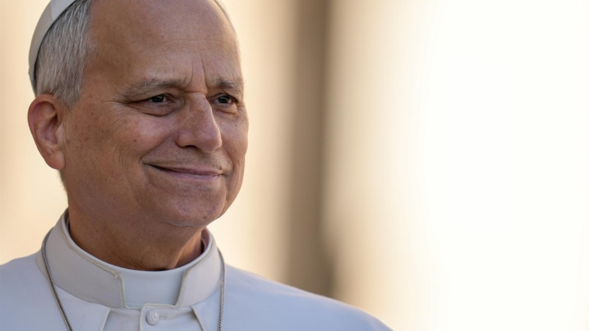 Pope Leo XIV smiles as he greets visitors and pilgrims from the popemobile while riding around St. Peter’s Square at the Vatican before his weekly general audience April 8, 2026. (CNS photo/Lola Gomez)