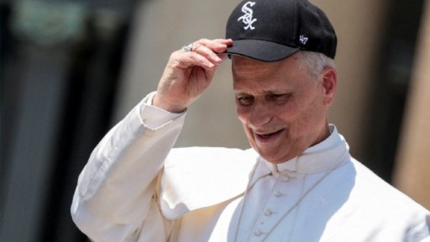 Pope Leo XIV wears a Chicago White Sox baseball cap during his weekly general audience in St. Peter's Square at the Vatican June 11, 2025. The new co-owner of the Chicago White Sox calls meeting Pope Leo XIV at the Vatican Nov. 19 "a really wonderful experience and one that I won't forget." News reports said he asked for a papal blessing on a future new stadium he hopes to see one day. (OSV News photo/Remo Casilli, via Reuters)
