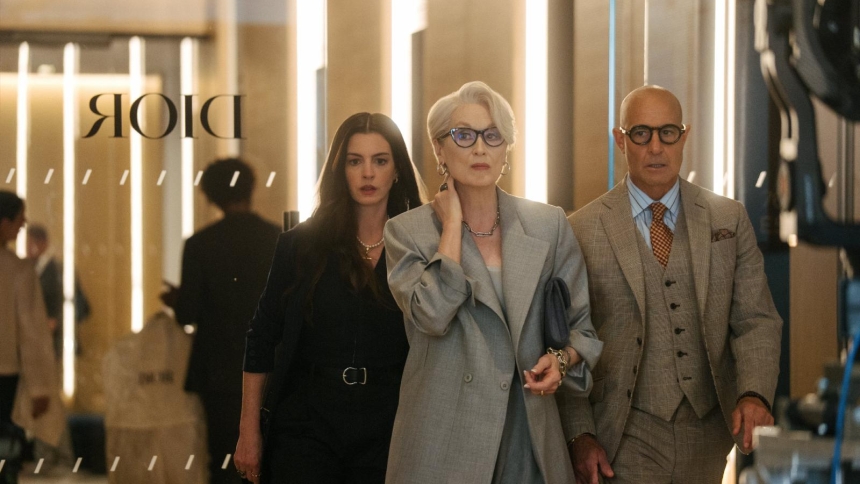Anne Hathaway, Meryl Streep, and Stanley Tucci, star in a scene from the movie "The Devil Wears Prada 2." The OSV News classification is A-III -- adults. The Motion Picture Association rating is PG-13 -- parents strongly cautioned. Some material may be inappropriate for children under 13. (OSV News photo/Macall Polay, 20th Century Studios)