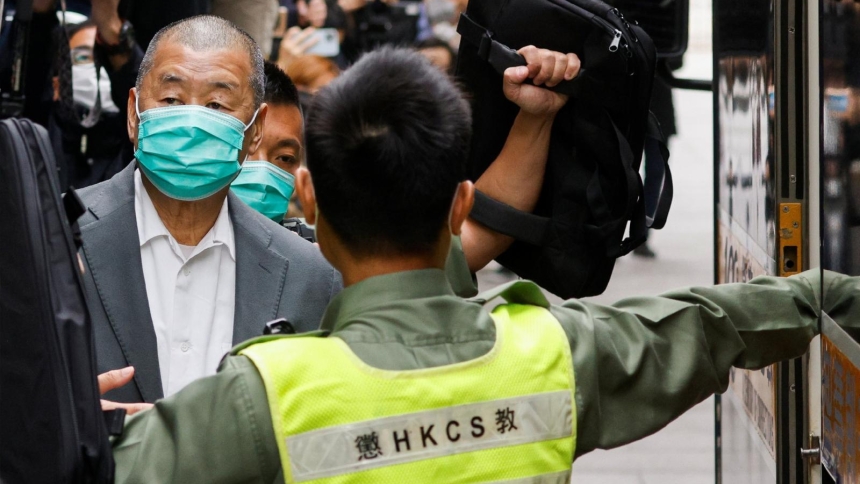 Catholic media mogul Jimmy Lai, founder of Apple Daily, leaves the Court of Final Appeal by prison van in Hong Kong Feb. 9, 2021. On Dec. 15, 2025, three government-vetted judges found Lai, 78, guilty of conspiring with others to collude with foreign forces to endanger national security and conspiracy to publish seditious articles. He had pleaded not guilty to all charges. On Feb. 9, 2026, Lai was sentenced to 20 years imprisonment. (OSV News photo/Tyrone Siu, Reuters)