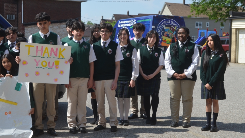 Enchanted Backpack drop off at St. Stanislaus