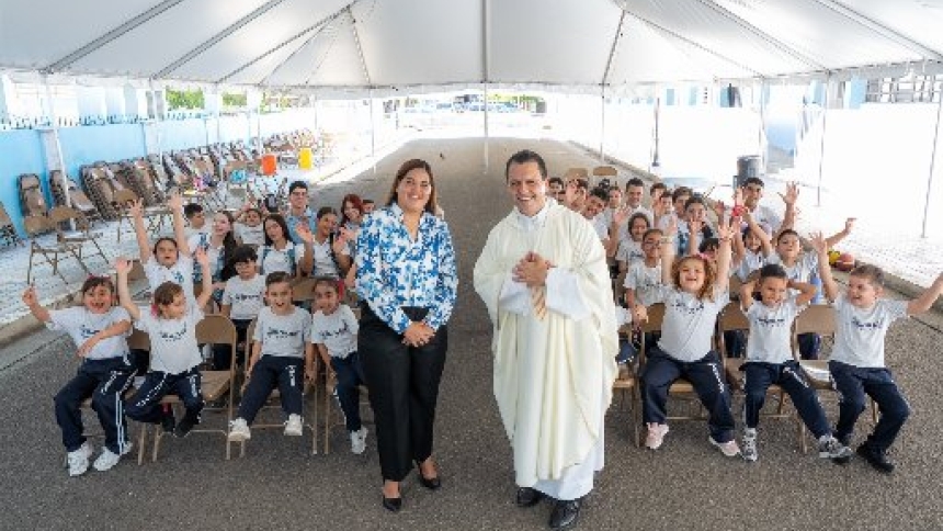 Father Melvin Díaz Aponte, pastor of Immaculate Conception Church in Guayanilla, Puerto Rico, and Carmen Alicia Rodríguez Echevarría, principal of the parish school, are pictured in an undated photo.They received the Catholic Extension Society's 2025-2026 Lumen Christi Award. For the 2026-2027 award, Chicago-based Catholic Extension has received 46 nominees from dioceses all over the U.S. (OSV News photo/Benny Bautista, Catholic Extension Society)