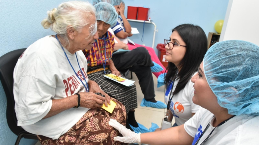 Medical personnel are pictured in an undated photo preparing a patient for cataract surgery in Guatemala. Hospital Oftalmológico Visualiza in Santa Cruz del Quiché, Guatemala, opened Nov. 7, 2025, and became the fourth in a planned system of eight eye hospitals and 38 clinics across the Central American country. (OSV News photo/courtesy Seva Foundation)