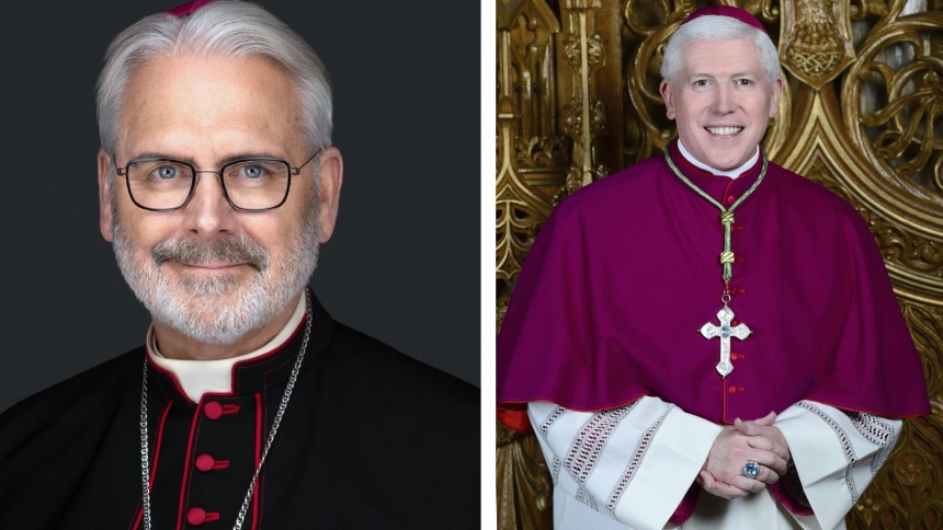 Archbishop Paul S. Coakley of Oklahoma City, president of the U.S. Conference of Catholic Bishops, and Bishop Daniel E. Thomas of Toledo, Ohio, chair of the USCCB Committee on Pro-life Activities, are pictured in a combination photo. In a letter posted July 27, 2026, the bishops issued a nationwide call to prayer and action from now to the end of October, Respect Life Month, to stop the spread of abortion pills. (OSV News photo/courtesy Oklahoma City Archdiocese/Toledo Diocese)