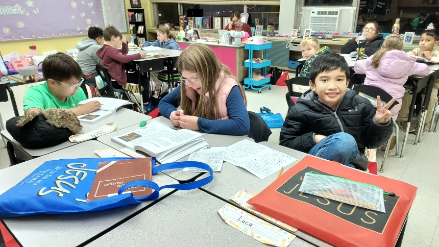Roxanne Franko teaches a fourth-grade religious education class at Our Lady of Grace in Highland. The parish serves about 65 youths from 25 families during the school year. (Provided photo)