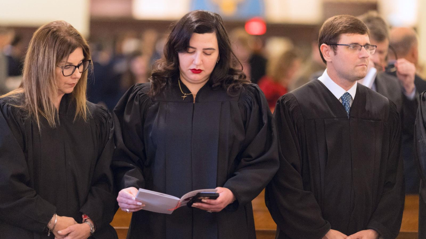 Local judges gather at St. Anthony Church in Fort Lauderdale, Fla., Oct. 15, 2025, for the annual Red Mass of the St. Thomas More Society of South Florida. (OSV New photo/Tom Tracy)