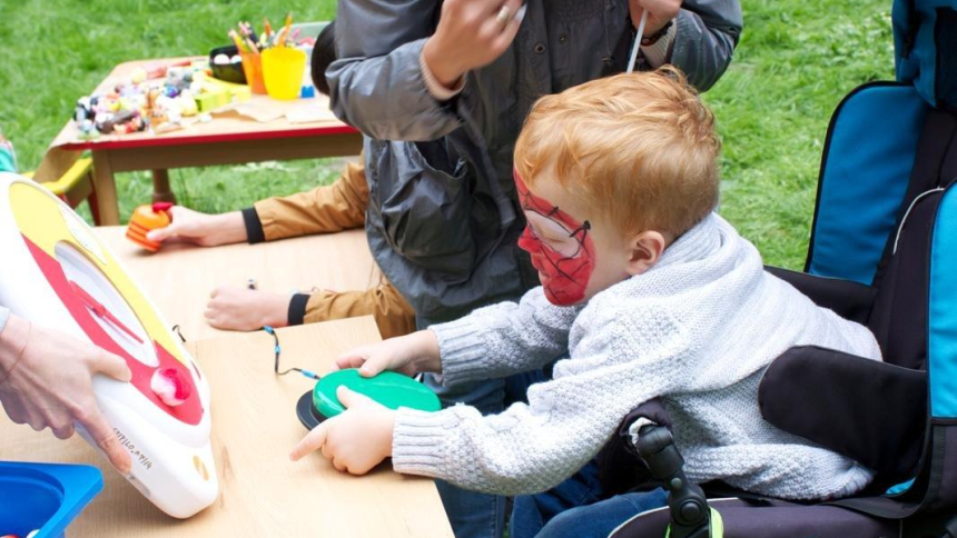 A therapist assists a child during activities of the Maltese Center for Assistance to Disabled Children and Their Families in an undated photo. The center in Kraków, Poland, is operated by the Foundation of the Order of Malta. (OSV News photo/courtesy Maltese Center for Assistance to Disabled Children and Their Families)