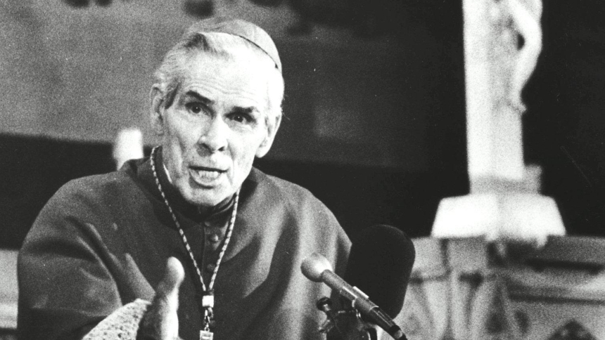 Venerable Fulton J. Sheen is pictured preaching from a pulpit in an undated file photo. On March 25, 2026, the Dicastery for the Causes of Saints announced the beatification of Archbishop Sheen will take place on Sept. 24 in St. Louis. (OSV News file photo)